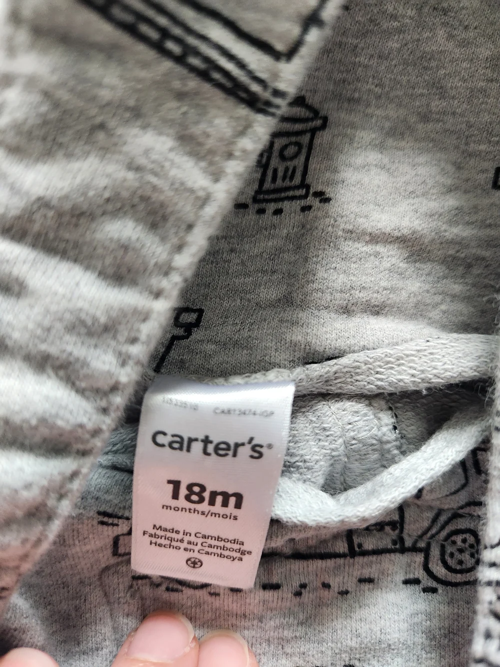 Carter's Boys Light Gray Fire Truck Print Short Overalls With Pocket, 18 Months